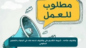 وظائف متاحة.. شروط التقديم على وظائف خدمة علاء في البنوك بالتعاون الحكومي